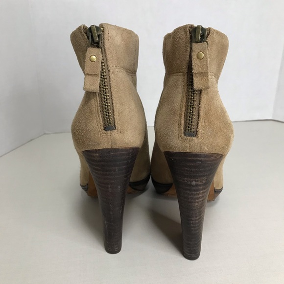 Tan Suede Heeled Ankle Boot - Adrian Antelope - Modern Vintage Size 39 (… - Picture 3 of 15